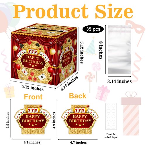 Casino Birthday Money Gift Box, Happy Birthday Poker Box with Draw Strip, Las Vegas Pull Out Cash Boxes, Casinos Birthday Gifts Boxes for Women Men, Casino Cash Boxes Party Decorations for Poker Night