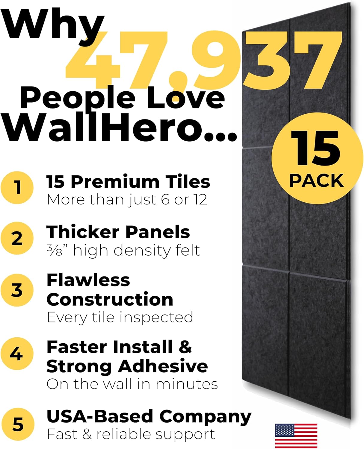 WALLHERO Large Bulletin Board - 59"x36" Tack Board | 15 Pack Cork Board Alternative for Walls