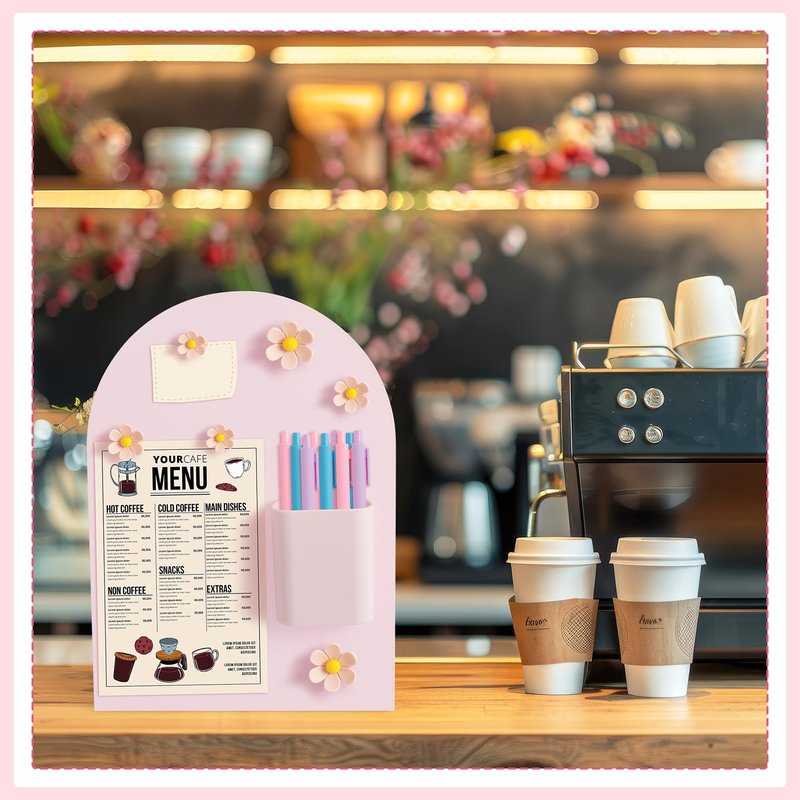 GQIRIL Magnetic Bulletin Board for Tabletops - 2 Pack Metal Magnet Display Memo Note Souvenir Boards with Stand, 12 Flower Pins and 2 Pen Holders for Home Office School Kitchen Table Desk (11"×7.9")
