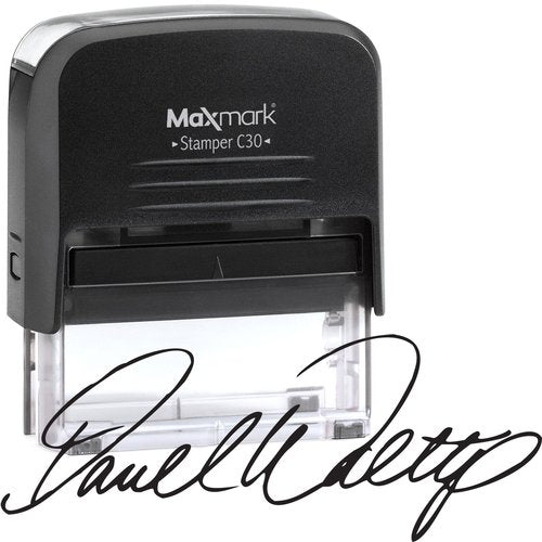 MaxMark Medium Custom Signature Stamp - Self-Inking, Black Ink, Rectangular Shape, Customize with Your Signature