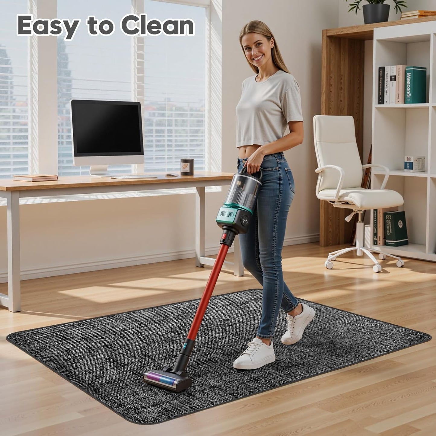 Sycoodeal Office Chair Mat - Heavy Duty Anti-Slip Floor Protector for Hardwood & Tile | Black (36" x 48")