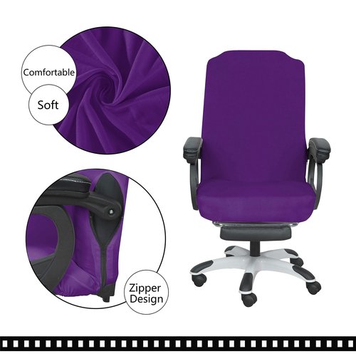 SARAFLORA Purple Office Chair Cover- Large, Removable, Durable, Stretch Fit, Zipper & Elastic, Water Resistant, for Universal Rotating Chair Desk Chair Cover High Back Chair Seat