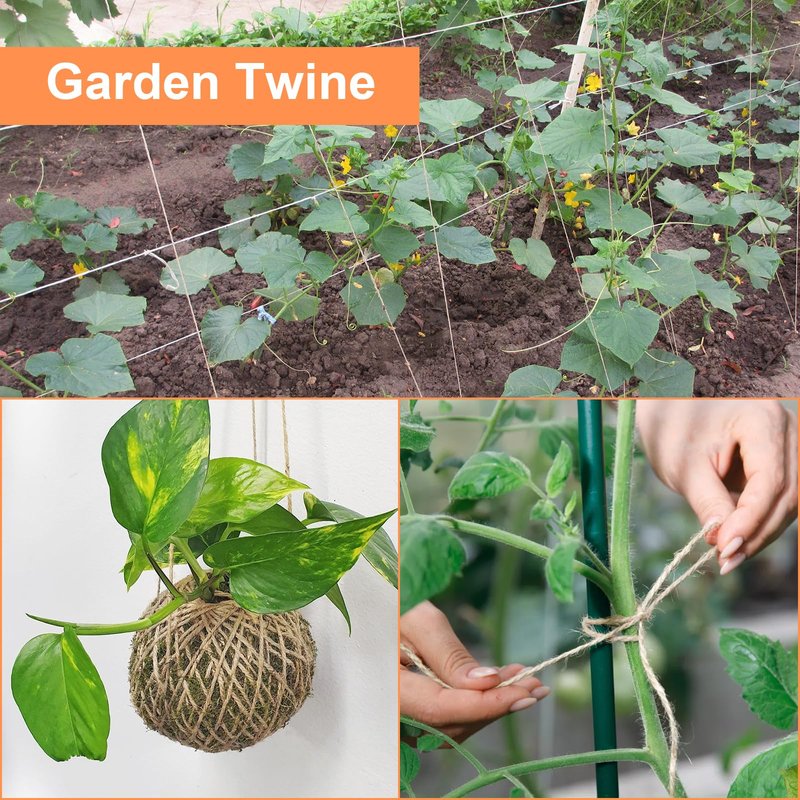 Twine String for Gardening Climbing Plant, 3mm 820FT Jute Rope for Gift Wrapping & Handmade Arts Crafts, Burlap String for Christmas, Hemp Cord for Wedding & Party Decoration