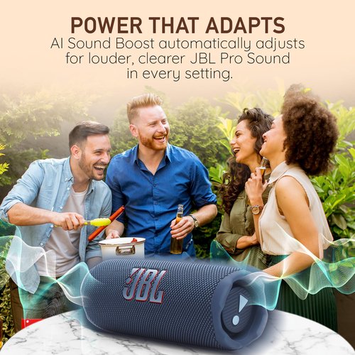 JBL Flip 7 Portable Bluetooth Speaker, IP68 Waterproof, Dustproof, Drop-Proof, PushLock System, AI Sound Boost, 16H Battery – Blue – Boomph's Comprehensive Ultimate Performance Cloth Solution