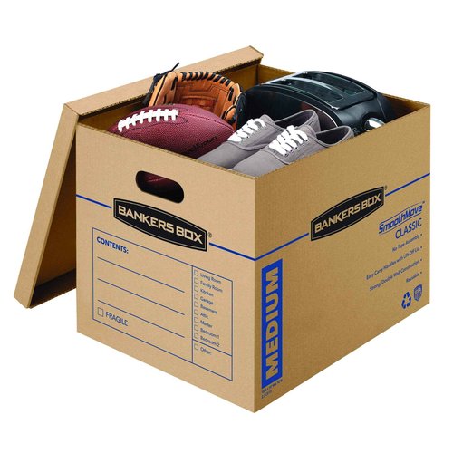 Bankers Box Medium Classic Moving Box 20 Pack, Reinforced Handles, Tape-Free Assembly, Box with Lid, 19-in x 14.5-in x 15.5-in (8817202)