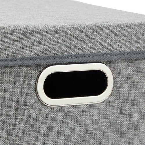 Stockroom Plus 2 Pack Decorative File Boxes Storage with Lids, Filing Organizer Hanging Document Container, Gray, 15.4" x 12.4" x 10"