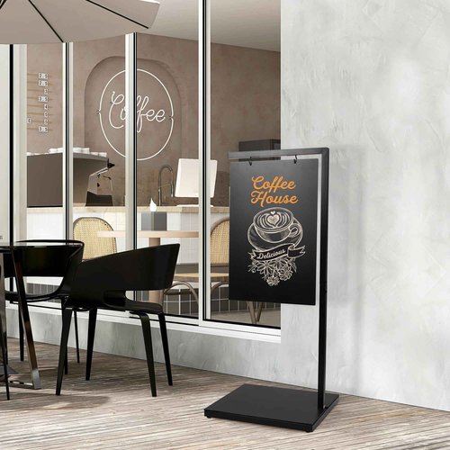 SHANTRA Metal Base Double-Sided Chalkboard Sign, 19" x 43" - Standing Sandwich Board Signs for Restaurant, Business, Cafe, Wedding