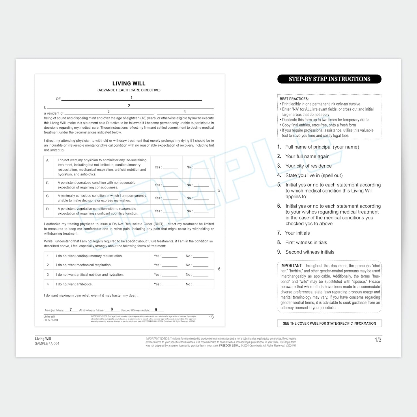 Living Will and Healthcare Power of Attorney Legal Forms Kit