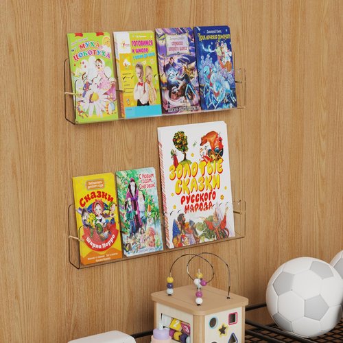 Laumffon Brochure Holder Wall Mount, 2 Pack Acrylic Modular Flyer with Adjustable Magnetic Golden Bolt, Wavy Lace Pamphlet Display Stand for Organizer Trifold Flyer, Document, Leaflet, 4 Slots
