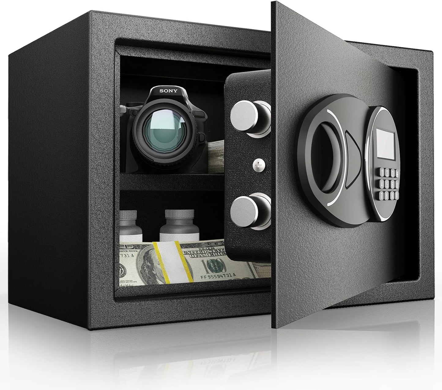 <1.6 cu.ft.>Goldenkey Digital Safe with Electronic Keypad, Document Safe with Removable Shelf, Personal Safes Box Perfect for Guns, Laptop for Home, Office, Hotel, 11.81"D x 14.96"W x 11.81"H
