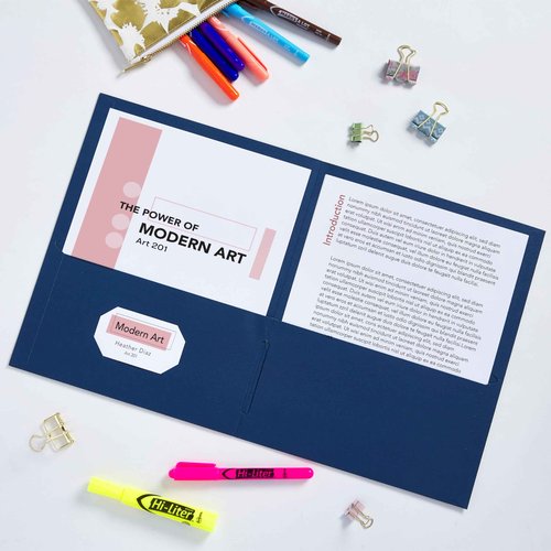 Avery Two Pocket Folders, Holds up to 40 Sheets, Business Card Slot, Ideal for Portfolio, Presentation and School Folders, Dark Blue, Case Pack of 125 (47985)