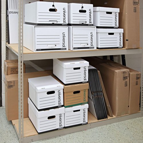 Universal 95224 Heavy-Duty Fast Assembly Lift-Off Lid Storage Box, Letter/Legal, White (Case of 12)