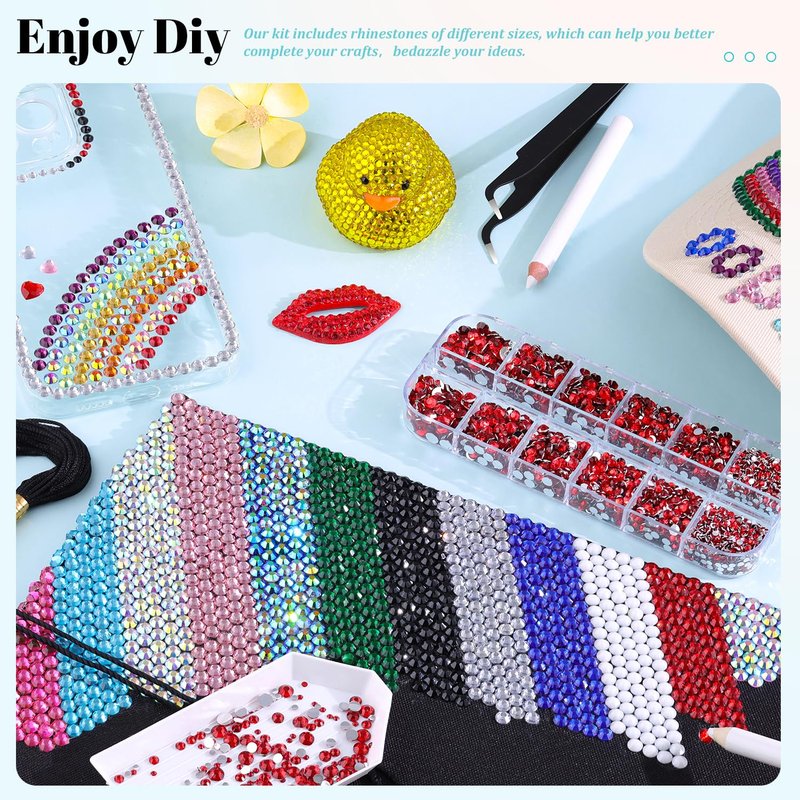 6100Pcs Resin Red Rhinestones for Bedazzling with 2Pcs 10ml B7000 Jewelry Glue, 1 Box Flatback Gems Crystals Diamonds for Makeup Crafting Nail Art