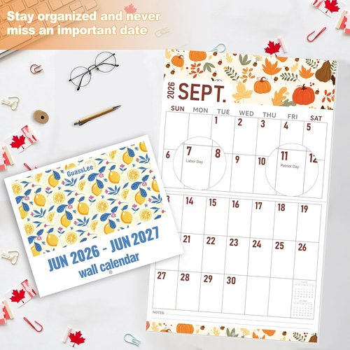 GuassLee Wall Calendar 2026-2027 | Large 23"x14" Vertical Monthly Planner with Big Numbers for Easy Viewing