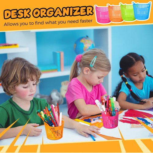 Jexine 32 Pcs Pencil Cup Bulk Pencil Basket Cute Pen Holder Organizer Stationery Caddy Different Pen Cup for Office School Home Supplies, 4 Colors