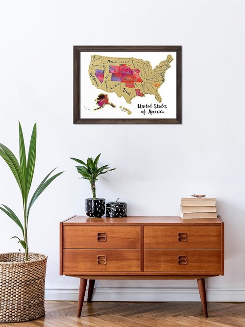JARLINK USA Scratch Off Map Poster - 12x17 Inches Travel Map with Unique Accessories Set