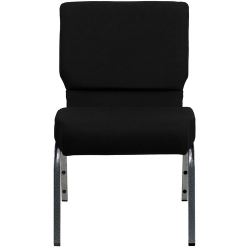 EMMA + OLIVER Stacking Auditorium Chair with 21" Seat - Black Fabric/Silver Vein Frame