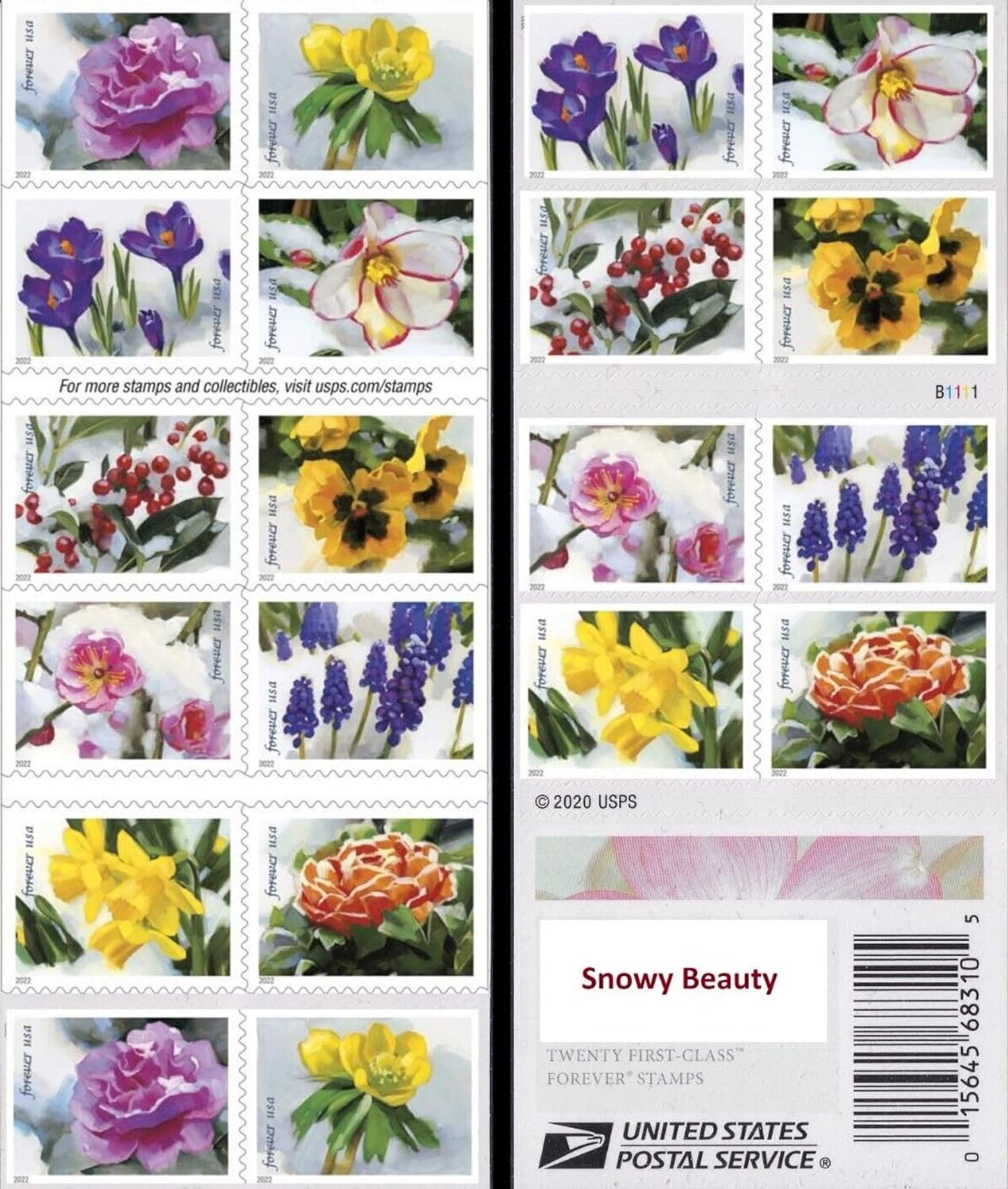 USPS Snowy Beauty Forever Stamps - 100 Self-Adhesive Postage Stamps for Weddings & Celebrations