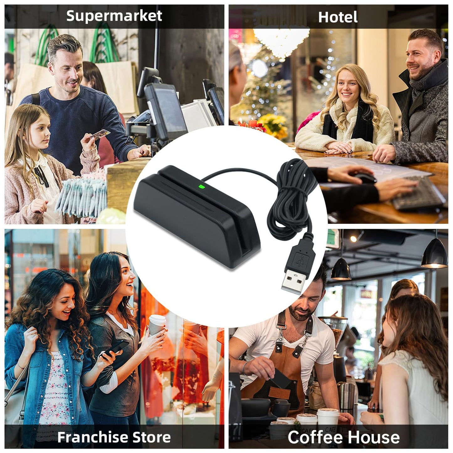 MSR123 Magstripe Reader, 3-Track Swipe Card Reader for Credit Card, ID, Loyalty Programs, USB Keyboard Emulation for QuickBooks Online