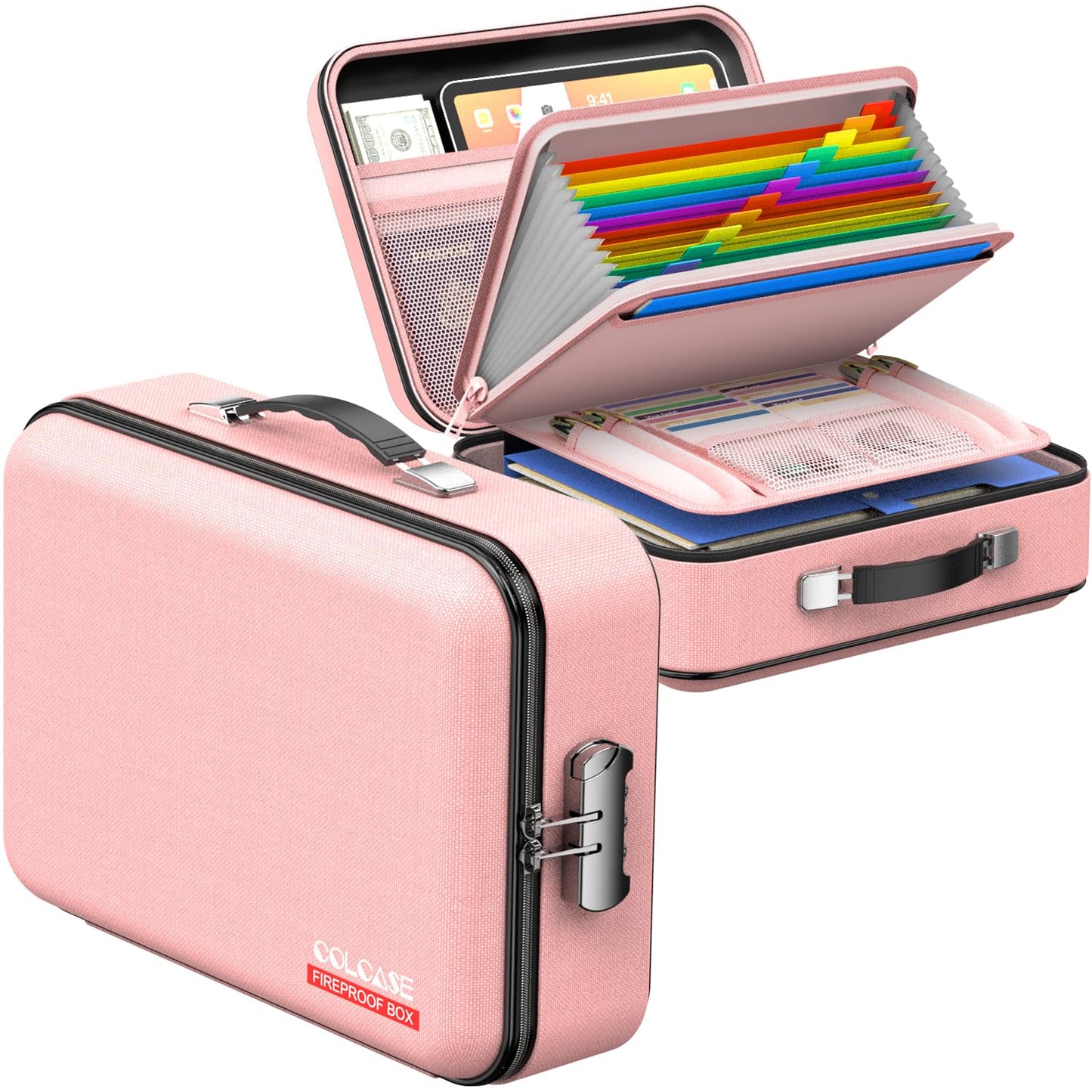 COLCASE Fireproof Document Organizer with Lock, Hard Fireproof Document Box