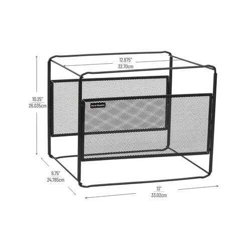Mind Reader Hanging File Folder Organizer, Desktop Organizer, Storage, Office, Metal Mesh, 13" L x 9.75" W x 10.25" H, Black