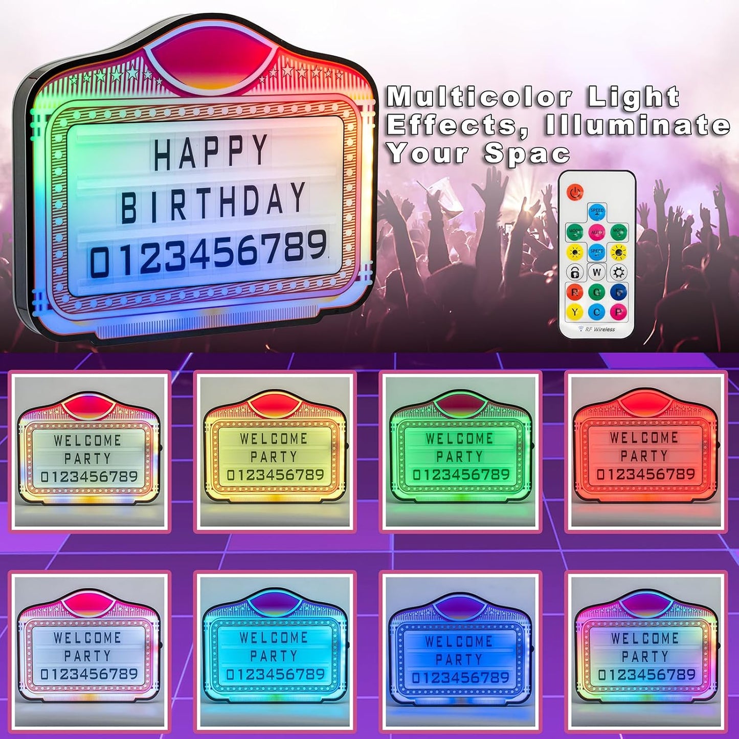 Skiennix LED Letter Bottle Presenter - Color-Changing Handheld Light Box for Nightclubs & Events | Acrylic Frame with 4 Letter Sets & 2 Number Kit