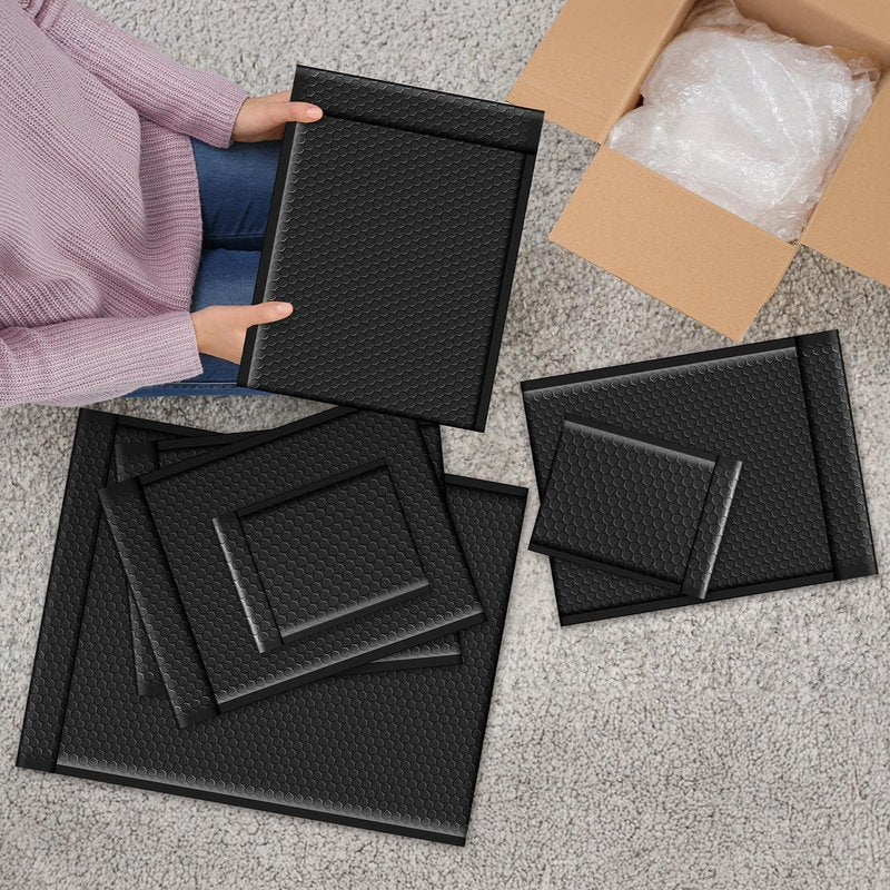 Fuxury Bubble Mailers 9.5x14.5" 25 Pack Black Large Padded Envelopes Usable Size 9.5x13.5" Self Seal Bubble Envelopes Padded Mailers Shipping Bags for Mailing book Shirt Small Business #4