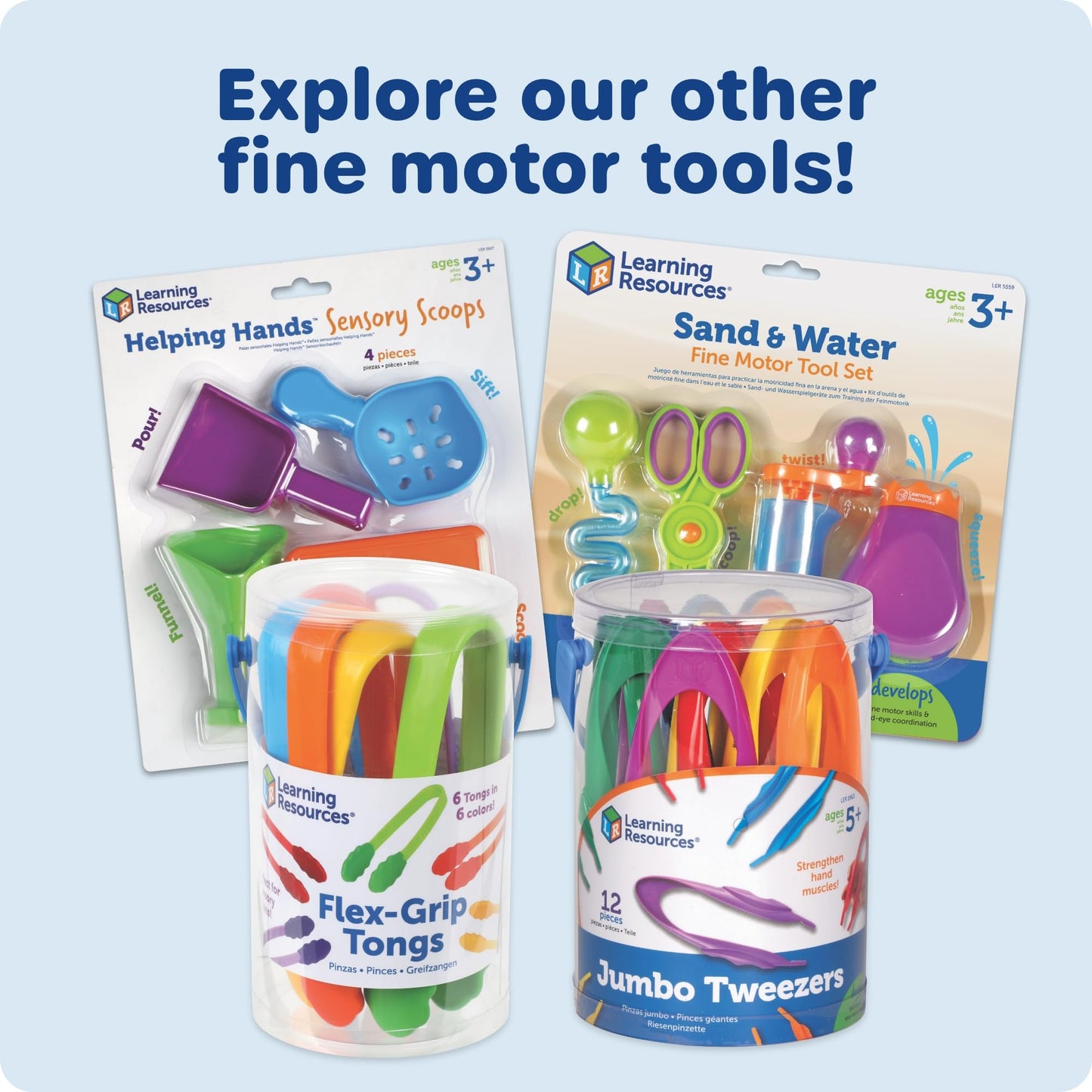 Learning Resources Flex-Grip Tongs - Kids Tweezers, Montessori Grabber Tool, Fine Motor Skills, Sensory Bin Tools, Preschool Classroom Must Haves, Teacher Supplies, Gifts for Boys and Girls