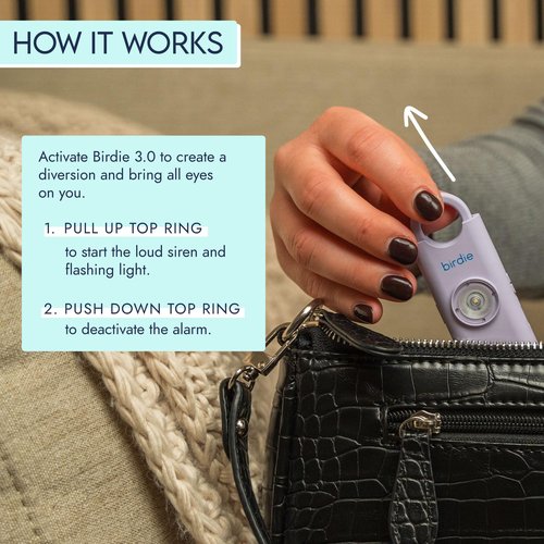 She's Birdie - The Original Personal Safety Alarm for Women by Women - Loud Siren, Strobe Light and Key Chain for Self Defense - Rechargeable with Power Switch and Flashlight (Metallic Rose)