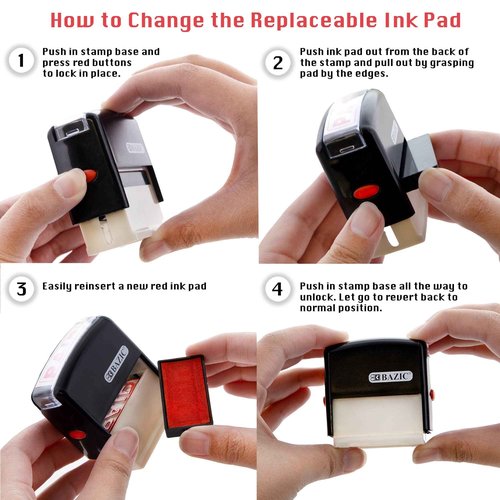 BAZIC Products Paid Self-Inking Stamp with Red Ink for Office, Business, and Documents, Easy Refillable Pad, Crisp & Clear Impressions, 24-Pack