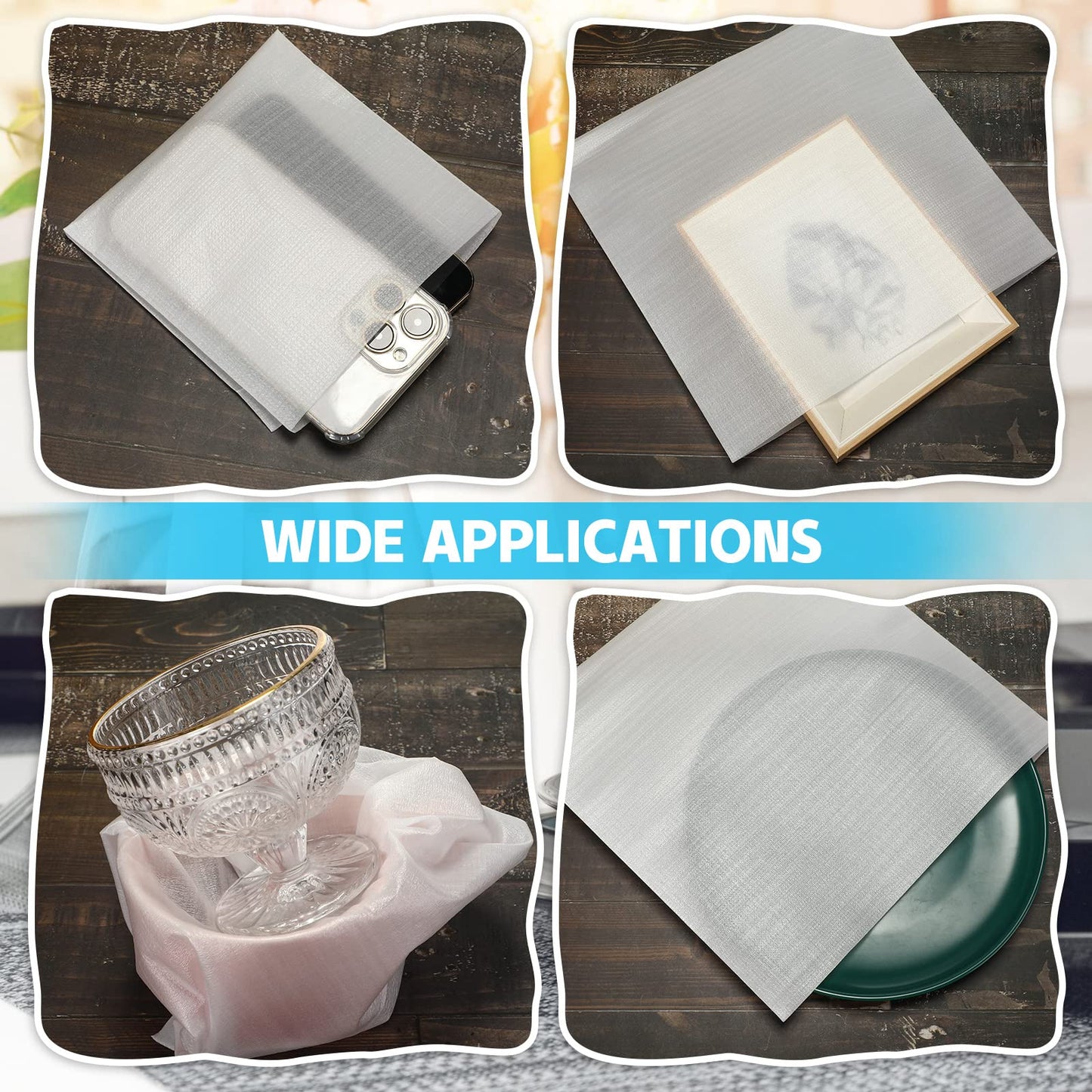 Crtiin 300 Pcs Foam Pouches 4 Sizes Cushion Wrap Pouches Packing Foam Sheets for Dishes Furniture Glasses Cups Plates Moving Shipping Packaging