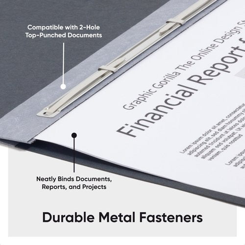 Smead Pressboard Report Cover, Metal Clips Prong Fastener, 3" Capacity, 11" x 17", Black, 10 Per Box, Presentation Folders, Report Covers (81179)