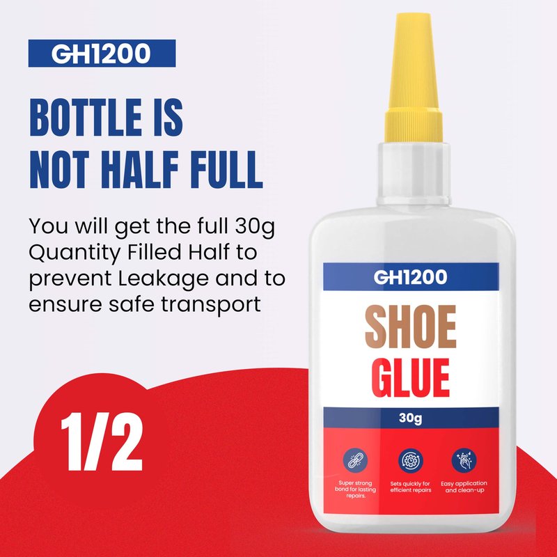 GH1200 30gx2 Pack Shoe Glue Heavy Duty, Clear Drying & Strong Shoe Glue Sole Repair, Non Stiff Repairs, Pegamento para Zapatos, Fixes Sneakers, High Heels, Crocs & More, can Bear Extreme Conditions