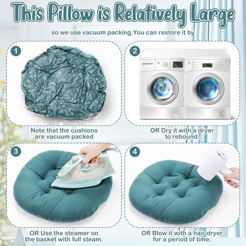 Fumete 12 Pcs Floor Pillows Cushions Seating 16 x 16 Inches Color Round Seat Reading Floor Chair Cushions for Kids Adults Classroom Home School Playing Supplies(Peacock Blue)