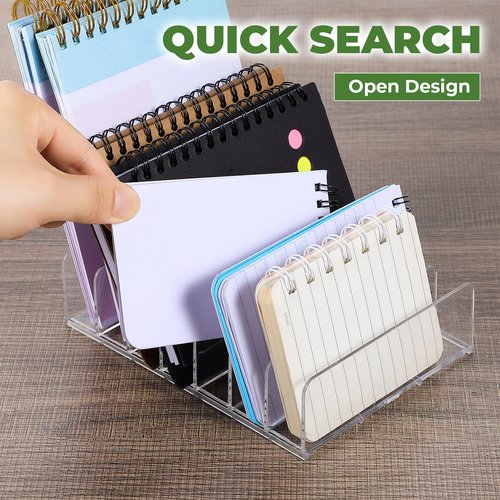4 Pcs Acrylic Mail Holder, Acrylic File Mail Desktop Organizer Sorters, 7 Compartments Acrylic Mail Organizer, Clear Desk Organizer File Holders, Acrylic Letter Organizer for Office, Home, School