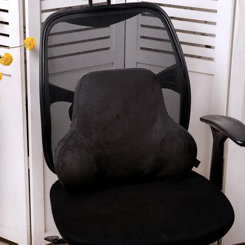 Forbell Soft Memory Foam Lumbar Support Pillow for Car Seat with Velvety Suede Cover – Comfortable Back Cushion for Drivers and Passengers