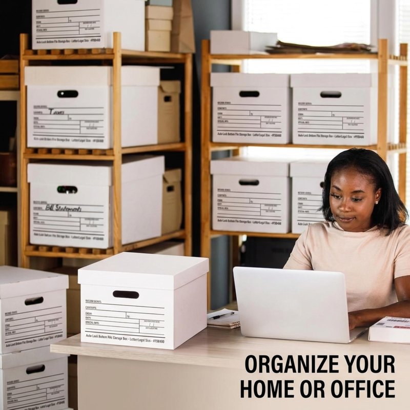 BOX USA Boxes with Lids and Handles (360-Pack) - File Storage Boxes for Office Supplies, Book Storage, Moving, and Packaging, Fits Letter and Legal Paper, Removable Lid