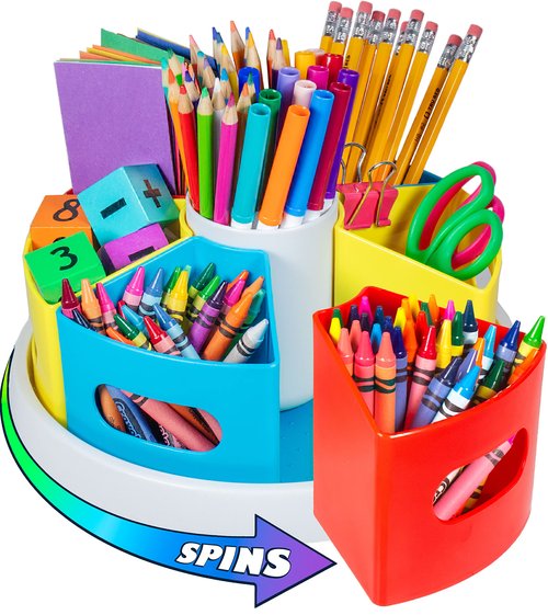 Creative Caddy Rotating Art Supply Organizer for Kids, Crayon Caddy for Kids Desk or Pencil and Marker Holder for Teachers, Classroom Arts and Crafts and Homeschool School Supplies Storage