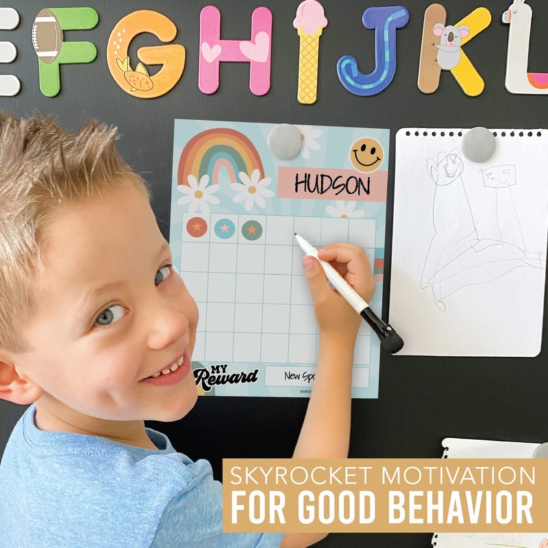 Star Sticker Chart for Kids Behavior -25 Toddler Sticker Reward Chart for Kids Incentives, Behavior Chart for Kids At Home & Classroom, Retro Incentive Chart for Classroom Must Haves