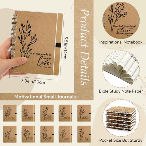 100 Pcs Christmas Bible Verse Spiral Notebook with Bamboo Thanksgiving Christian Pen Aesthetic Religious Notepad Journal Thank You Christian Gift Bulk for Pastor Sunday School Teacher (Special Style)