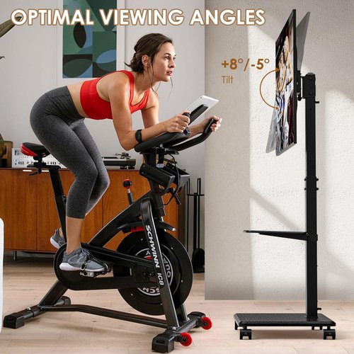 Neothm Mobile TV Stand with Wheels, Swivel Rolling TV Stand for 32-75 Inch TVs with Shelf, Landscape to Portrait, Height Adjustable Portable TV Cart with Tilt, VESA 600x400mm, 110lbs Capacity