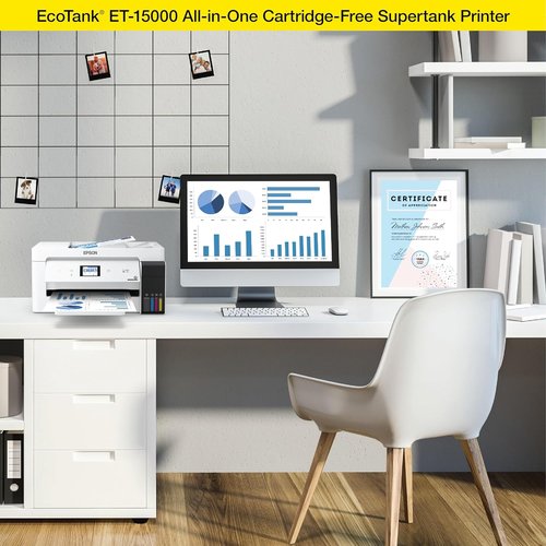 Epson EcoTank ET-15000 Wireless All-in-One Supertank Printer - Print, Scan, Copy, Fax | 13 x 19 Inches, White