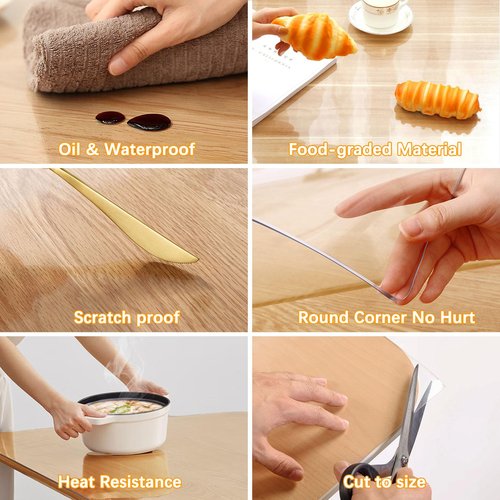 30 x 48 " Clear Plastic Dining Table Protector Tablecloth Desk Pad Mat Wooden Furniture Coffee Glass End Side Banquet Dinner Pub Bar Table Cloth Top Protection Cover Waterproof Rectangular PVC Vinyl