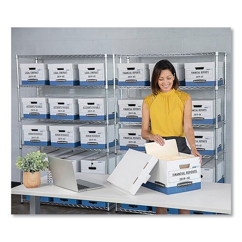 Bankers Box 20 Pack STOR/FILE Medium-Duty File Storage Boxes, FastFold, Lift-Off Lid, Letter, White/Blue