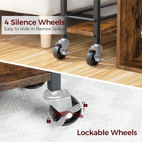 MAHANCRIS Slim Rolling Cart - Mobile Kitchen Cart on Wheels | Narrow Storage Solution in Rustic Brown