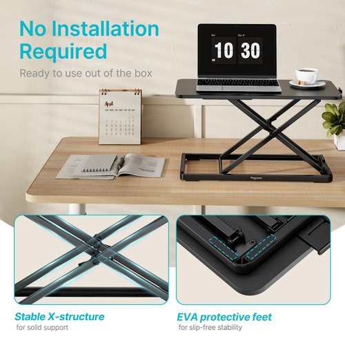 PEGZONE Keyboard and Mouse Riser, 24" x 12" Ergonomic Keyboard Riser, Height Adjustable keyboard stand for desktop, Standing Keyboard Tray, Black