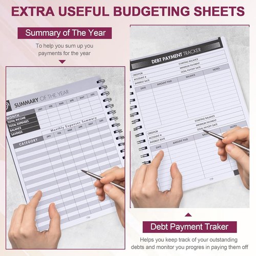 Regine Switzerland Monthly Bill Payment Checklist - Bill Tracker Notebook with Spiral Binding | 8"x10" Size, 960 Records Included (Plum)