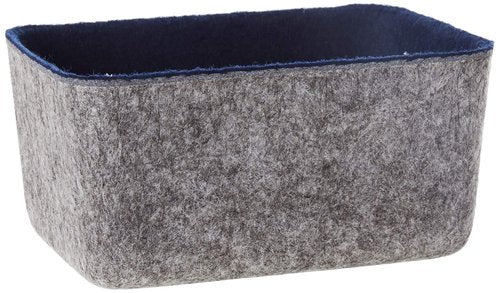 Three by Three Seattle Felt·Like·It! 6x4x2.5 Inch Felt Storage Bin for Office, Craft Room, Classroom, Living Room, Bedroom Storage (Navy) (Pack of 2)