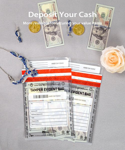 100 PCS 6”x9” Clear Business Bank Deposit Bags-High Level Security Cash Tamper Evident Bag