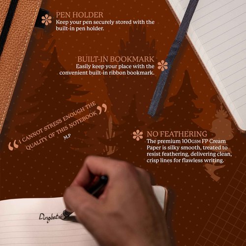 Dingbats* - Wildlife A4 Lined Notebook - Extra Large Hardcover PU Leather Journal - for Work, Travel - Pocket, Elastic Closure, Pen Holder, Bookmark